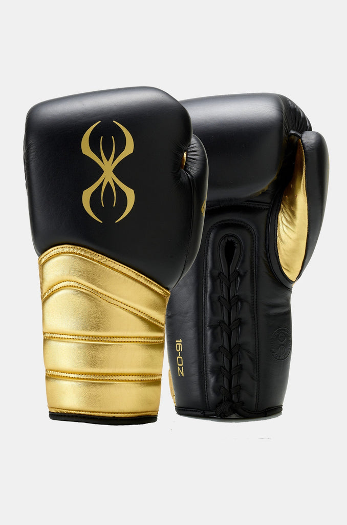 Viper X Lace Up Boxing Gloves Black Gold STING UK